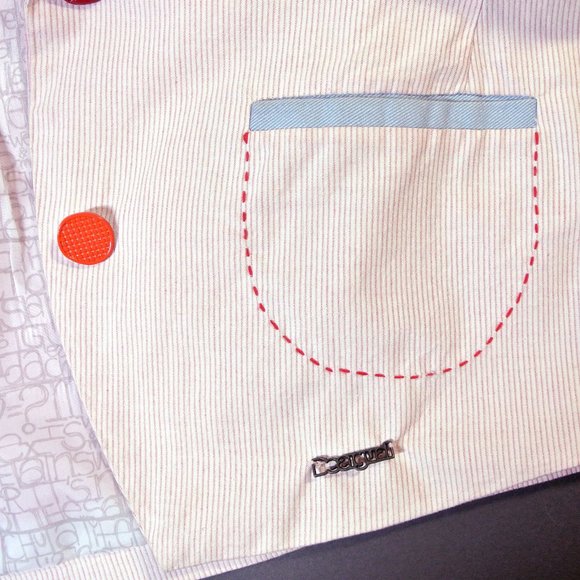 Desigual Blazer Pink Striped Summer Jacket Size 46 - Picture 8 of 12